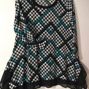 CATO-Multi Color Ruffled Bottom Top-SZ Small